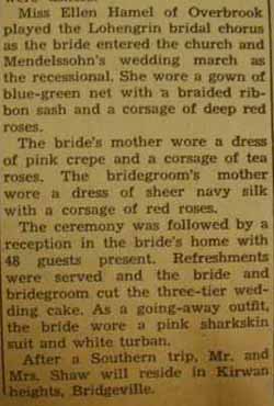 Part 3 Marriage Notice for Herbert D. SHAW to Martha Maye Dawson, 14 Jun 1941