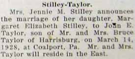 Article 1 John E. TAYLOR to Margaret Elizabeth Stilley, 14 Mar 1928