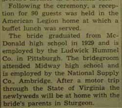 Part 2 Marriage Notice for Eugene WADE to Dorothy Steele, 21 Sep 1946