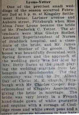 Part 1 Marriage Notice for Frederick C. YETTER to Alma June Lyons, 2 Feb 1929