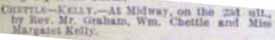 Marriage Notice for William CHETTLE to Margaret Kelly, 23 Jun 1897