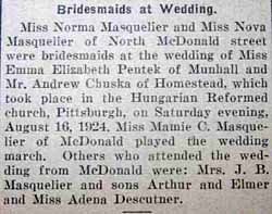 Marriage Notice for Andrew CHUSKA to Emma Elizabeth Pentek, 16 Aug 1924