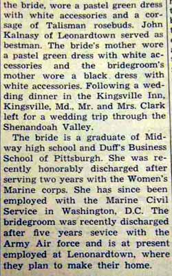 Part 2 Marriage Notice for Beech B. CLARK to Ferne Mae Brown, 7 Jul 1946