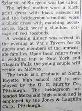 Part 2 Marriage Notice for Joseph DIXON to Loretta Sylanski, 16 Sep 1947