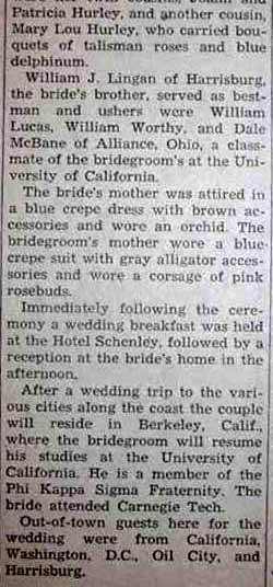 Part 2 Marriage Notice for Edwin How FINISTER to Mary Margaret Lingan, 28 Jun 1947