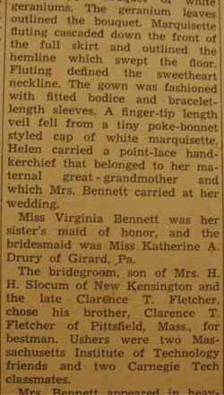 Part 2 Marriage Notice for Stewart Gailey FLETCHER to Helen Marie Bennett, 27 Jun 1942