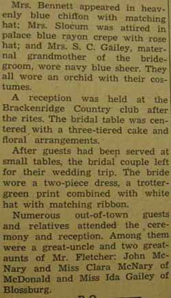 Part 3 Marriage Notice for Stewart Gailey FLETCHER to Helen Marie Bennett, 27 Jun 1942