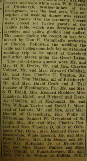 Article 2 Part 2 Marriage Notice for Frank R. GLADDEN to Kathleen Moran Wilson, 15 Aug 1928