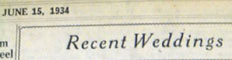 Newspaper column header says Recent Weddings