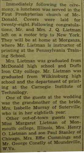 Part 2 Marriage Notice for Joseph Q. LIETMAN to Nellie B. Maxwell, 3 Apr 1937