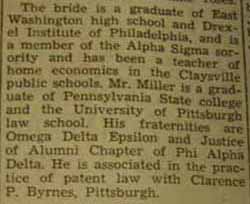 Part 5 Marriage Notice for Thomas Groff MILLER to Ruth Sutherland, 20 Jun 1936