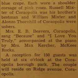 Part 2 Marriage Notice for Stanley D. MIXTER to Helen L. Ritchey, 24 Aug 1946