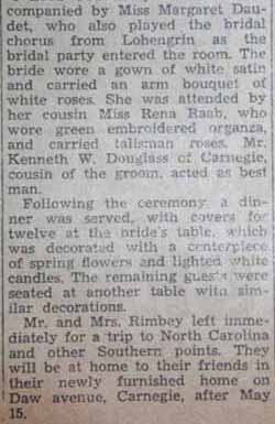 Part 2 Marriage Notice for Byron F. RIMBEY to Ariel B. Raab, 17 Apr 1935