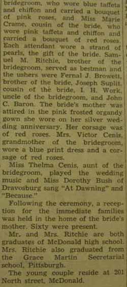 Part 3 Marriage Notice for Harold V. RITCHIE to Mabel O. Browett, 18 Jun 1943