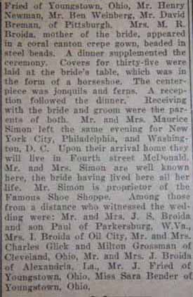 Part 3 Marriage Notice for Maurice SIMON to Jean Broida, 12 Feb 1922