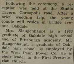 Part 2 Marriage Notice for Marvel SLAUGENHAUPT to Margaret Ann Bradburn, 13 Sep 1939
