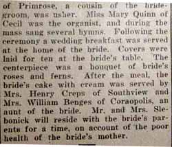Part 2 Marriage Notuce for Andrew SLEBONICK to Margaret O'Rourke, 30 Jun 1926