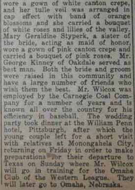 Art2 Part 2 Marriage Notice for James Thomas WILCOX to Stella Josephine Styperk, 28 Feb 1922