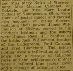 Part 2 Marriage Notice for George L. WILLIAMSON to Virginia Reed, 28 May 1944