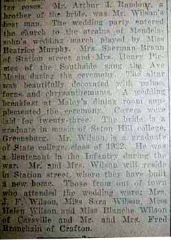 Part 2 Marriage Notice for Paul C. WILSON to Jennette Randour, 26 Nov 1924