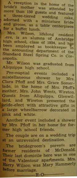 Part 3 Marriage Notice for Fred L. WILSON to Edith E. Tranter