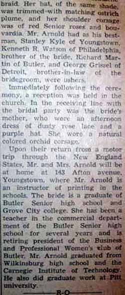 Part 2 Marriage Notice for William Millard ARNOLD to Florence Watson, 20 Aug 1938