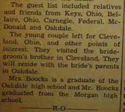 Part 2 Marriage Notice for Fred BOOCKS to Verna Chappell, 2 Aug 1939