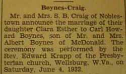 Marriage Notice for Carl BOYNES to Edith Catherine Garrett, 27 Nov 1938