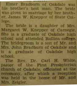 Part 2 Marriage Notice for Wilbur BRADBURN to Margaret Esther Knepper, 19 Jun 1936