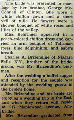 Part 2 Marriage Notice for John W. BRIZENDINE to Dorothy McConnell, 20 May 1938