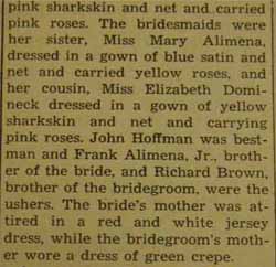 Part 3 Marriage Notice for David BROWN to Dorothy Ellen Alimena, 24 Aug 1946