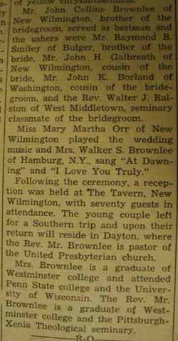 Part 3 Marriage Notice for Joseph Templeton BROWNLEE to Jane Elizabeth Smiley, 5 Oct 1940