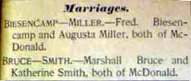 Marriage Notice for Marshall BRUCE to Katherine Smith, Sep 1900