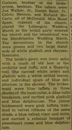 Part 2 Marriage Notice for Robert Murray COCHRAN, Jr. to Mary Louise McQuistion, 10 Sep 1942