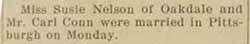 Wedding Announcement for Carl CONN to Susie Nelson, no date Monday, in 8-16-1928 paper
