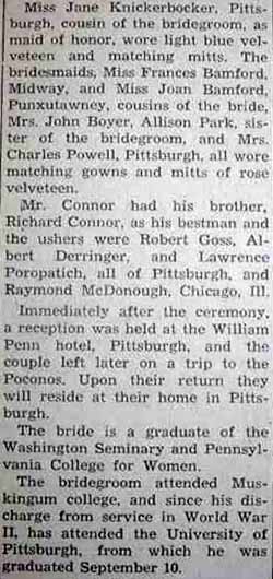 Part 3 Marriage Notice for Edward Harrison CONNER, Jr. to Ann Lucille Cummins, 5 Sep 1947