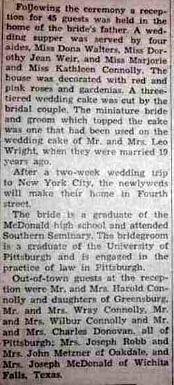 Part 2 Marriage Notice for Russell CONNOLLY to Frances Chambon Robb, 12 Feb 1937