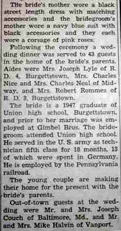 Part 2 Marriage Notice for James Albert COUCH to Edna Jean Willhoyte, 11 Oct 1947