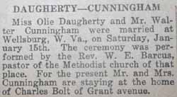 Marriage Notice for Walter CUNNINGHAM to Olie Daugherty, 15 Jan 1921