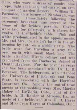 Marriage Notice for  Chester CURTIS to Jane Cochran Reeder, 18 Aug 1927 part 2