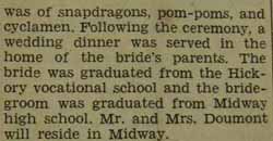 Part 2 Marriage Notice for Joseph DOUMONT to Thelma Elnora Raab, 24 Dec 1936