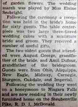 Marriage Notice for Charles A. DUFOUR, Jr. to Delories Hans,23 Aug 1947