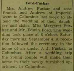 2nd articlr Edwin FORD to Margaret Puskar, 4 Sep 1937