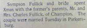 Marriage Notice for Sympson FULLICK to unnamed bride, in 12-27-1902 pape