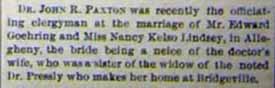 Marriage Notice for Edward GOEHRING to Nancy Kelso Lindsey, no date, in 4-24-1897 paper