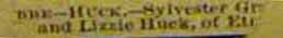 Marriage Notice for Sylvester GRABBE to Lizzie Huck in 01-30-1897 paper