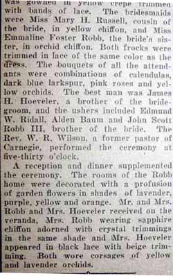 Part 2 Marriage Notice for William A. HOEVELER, Jr. to Mary Amelia Robb 14 Jun 1924