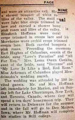 Part 2 Marriage Notice for Frank Alter HOFFMAN to Harriett Elizabeth Conklin, 7 Jun 1924