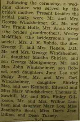 Part 3 Marriage Notice for Clarence D. HULTZ to Anna E. Windsheimer, 18 Jun 1940