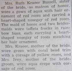 Part 2 Marriage Notice for Thomas Gideon IVEY to Elizabeth Joy Kraeer, 5 Dec 1946